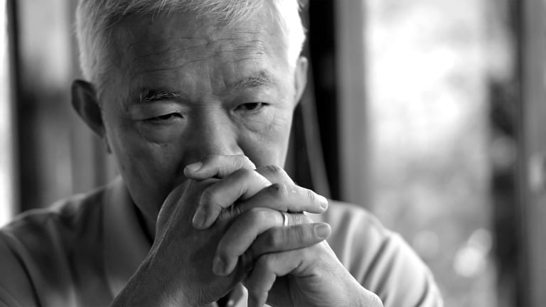 Asian senior man worry stress thinking life